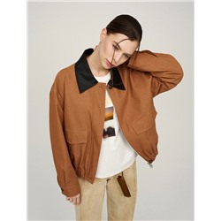 Терракотовый бомбер с воротником