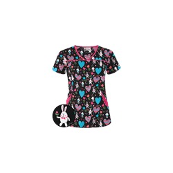 UA Honey Bunny Black Print Scrub Top