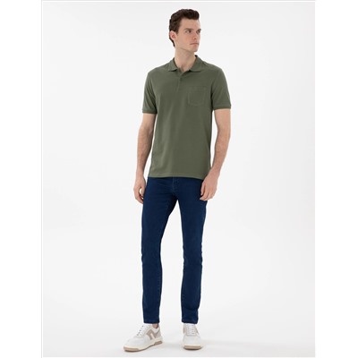 Haki Regular Fit %100 Pamuk Polo Yaka Basic Tişört