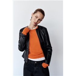 FAUX LEATHER PEPLUM JACKET