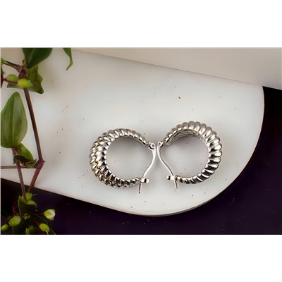 Серьги двойные кольца Рифленые + Подарок