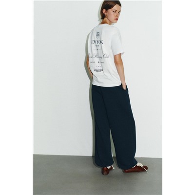 EMBROIDERED SLOGAN T-SHIRT