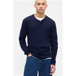 Waffle-Knit Henley T-Shirt