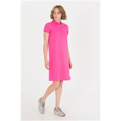 Kadın Pembe Polo Yaka Örme Elbise