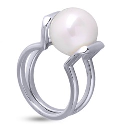 Кольцо (Майорка 12мм белая; покрытие родий), Есть комплект