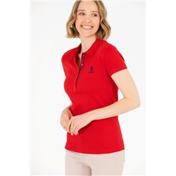 Kadın Kırmızı Basic Polo Yaka Tişört