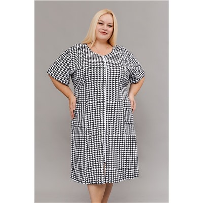 Халат домашний на молнии больших размеров Х-01 гусиная лапка