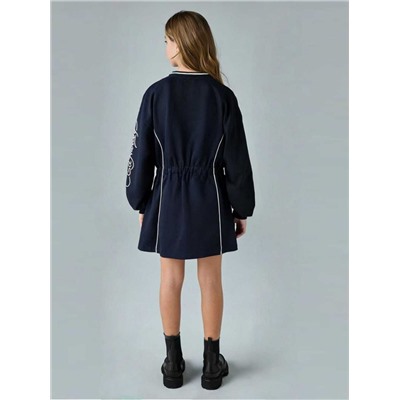 Теплое детское платье с вышивкой и карманами в шве на молнии, экспорт  Ed Hardy