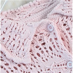 Женский  хлопковой  вязаный крючком ажурный свитер-поло