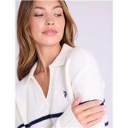 JOHNNY COLLAR THIN STRIPE SWEATER