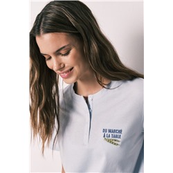 Camiseta manga corta 100% algodón azul