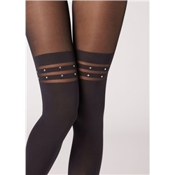 Strumpfhose im Longuette-Stil mit Strass