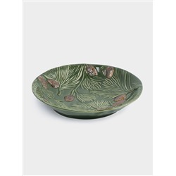 Блюдо глубокое, 26х5 см, керамика D, зеленое, Шишки на еловой ветке, Fir branch