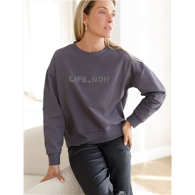 Свитшот из эластичного футера с авторским принтом