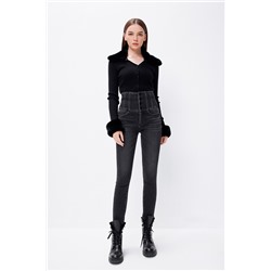 Vaquero skinny fit de tiro alto Negro