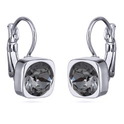 Серьги Теннис (кристаллы SW темно-серые 8мм; покрытие родий), Есть комплект