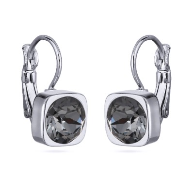 Серьги Теннис (кристаллы SW темно-серые 8мм; покрытие родий), Есть комплект