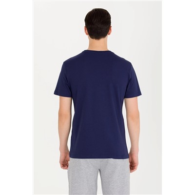 Erkek Lacivert Basic Bisiklet Yaka Tişört