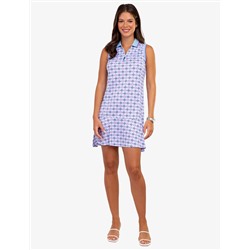 ZIP UP FLOUNCE PRINTED POLO DRESS