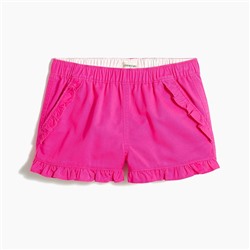 Girls' twill ruffle-trim short