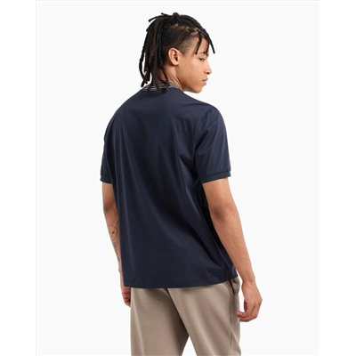 REGULAR FIT T-SHIRT WITH STRIPED CREW NECK IN ASV MERCERISED COTTON