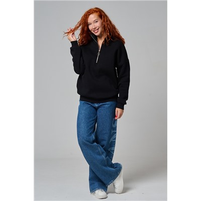 Женский свитшот на молнии оверсайз начес 14427