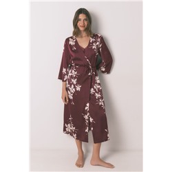 Bata larga floral granate