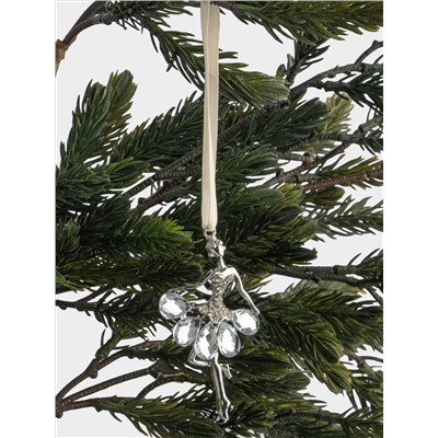 Игрушка елочная, 8 см, металл, серебристая, Балерина, Event