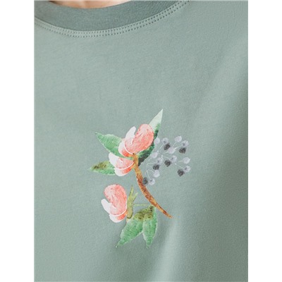 Лонгслив с принтом из премиального хлопка с эластаном