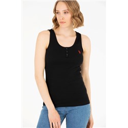 Kadın Siyah Bisiklet Yaka Kolsuz Basic Tişört