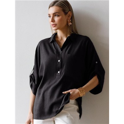 Блузка с цельнокроеным рукавом  изо льна с вискозой