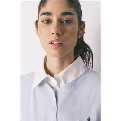 Camiseta manga larga 100% algodón azul