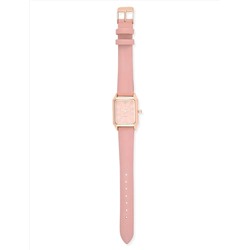 LADIES PINK SQUARE WATCH AND BRACELETS SET