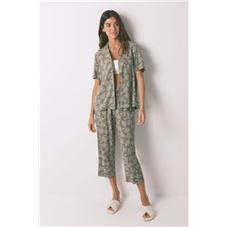 Pijama Capri viscosa flores kaki