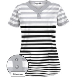 UA Seeing Stripes Silver Scrub Top