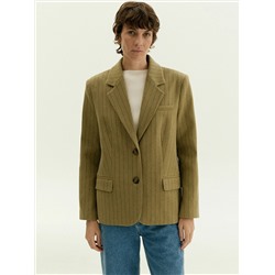 Полупальто из шерсти в полоску, R151/line