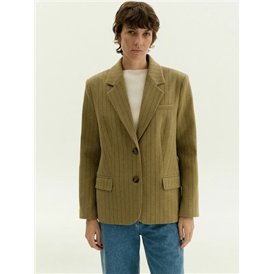 Полупальто из шерсти в полоску, R151/line