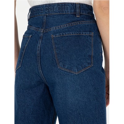 Koyu İndigo Mom Fit Jean Pantolon