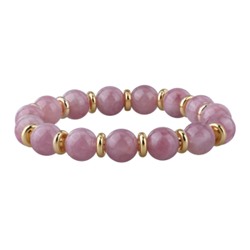 Браслет Терра (морганит 10мм; покрытие золото) 16-18см