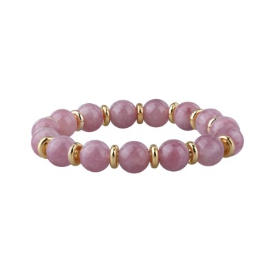 Браслет Терра (морганит 10мм; покрытие золото) 16-18см