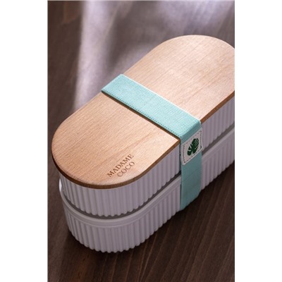 Magou Ahşap Kapaklı 2'li Lunch Box - Mint Yeşili - 2x500 ml