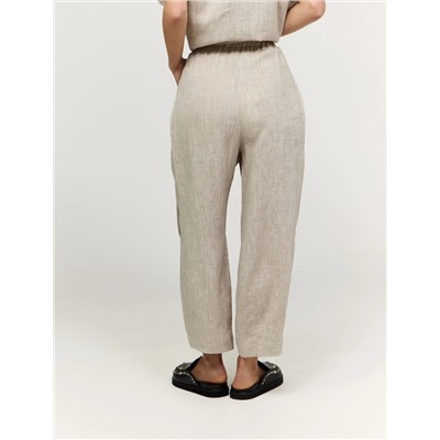 Бежевые брюки "Алладины" изо льна