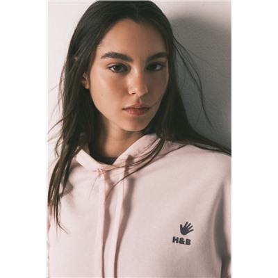 Sudadera capucha felpa algodón rosa