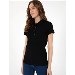 Siyah Regular Fit Pamuklu Polo Yaka Basic Tişört