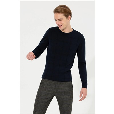 Erkek Lacivert Bisiklet Yaka Triko Kazak