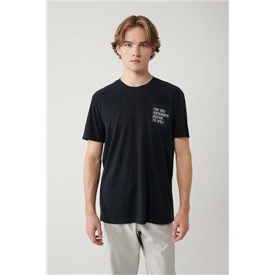 Avva, Erkek Antrasit Bisiklet Yaka Baskılı Soft Touch T-shirt A41y1136