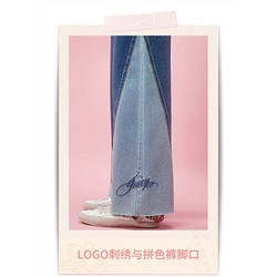 Широкие контрастные джинсы с разрезами и вышивкой  Juic*y Coutur*e. Аутлет-магазин