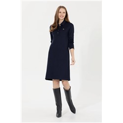 Kadın Lacivert Polo Yaka Örme Elbise