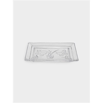 Масленка, 17х12 см, стекло, прямоугольная, Бабочка, Butterfly