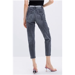 Vaquero slim fit 7/8 de tiro alto Gris oscuro